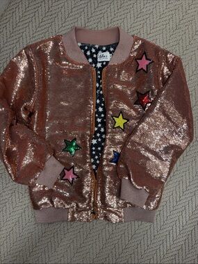 Sequin Rose Gold Star Bomber Jacket